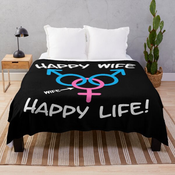 Item preview, Happy Wife Happy Life Swinger MFM Threesome Swinger Lifestyle Design For dark colors designed and sold by swingersshop.