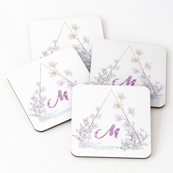 Item preview,  Glitter Floral Monogram M designed and sold by ModernStyleBoho.