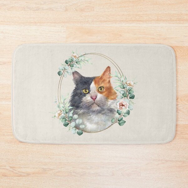 Item preview, Calico Cat in a Floral Gold Wreath Frame designed and sold by Alicia Chee.