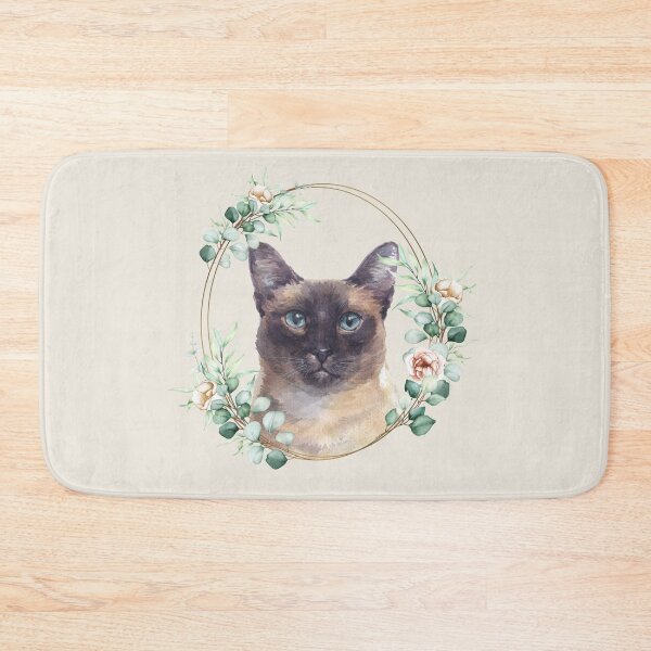 Item preview, Siamese Cat in a Floral Gold Wreath Frame designed and sold by Alicia Chee.
