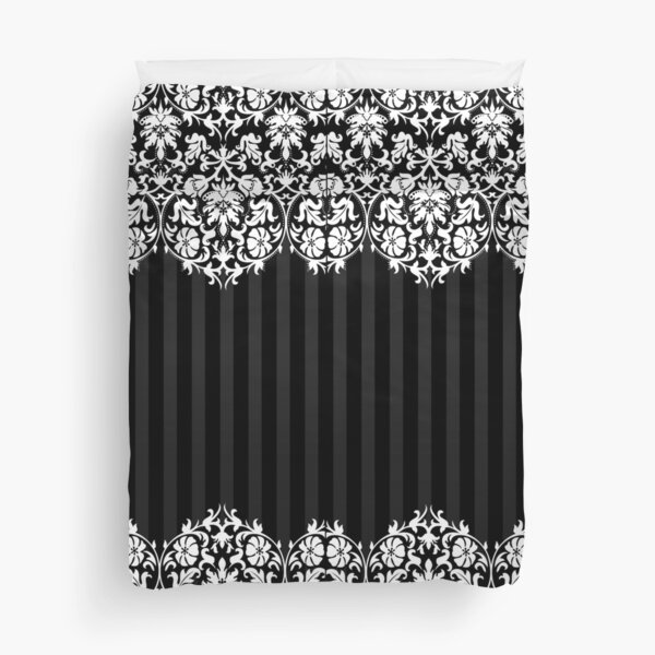 Black and White Damask Pattern Duvet Cover
