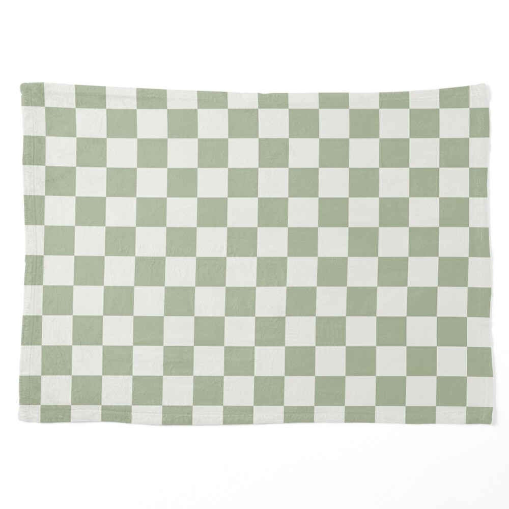 Checkerboard Mini Check Pattern in Sage Green and Off White Bath