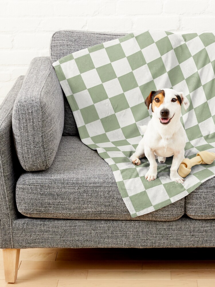 Checkerboard Mini Check Pattern in Sage Green and Off White Bath