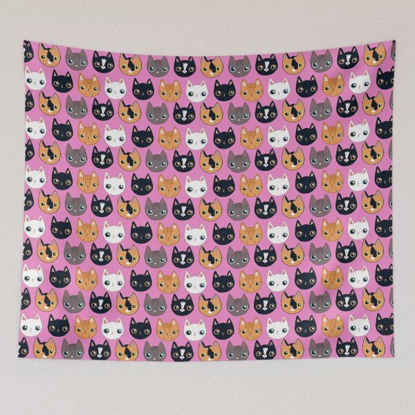 Artikelvorschau, Katzensortenmuster rosa entworfen und verkauft von frumpybuncrafts.