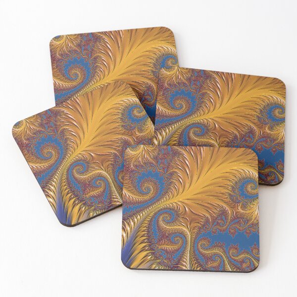 Item preview, Stylish Feather Fractals | Amber and Blue Pattern | High Vibrational | Fractal Art designed and sold by JillyJ05.