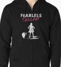Sudadera con capucha y cremallera Fearless Girl - TEACHER- rosa