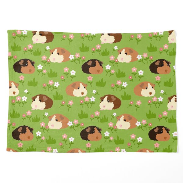 Guinea Pig and Flowers - Green Pet Blanket