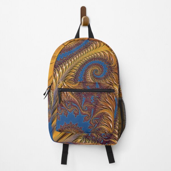 Item preview, Stylish Feather Fractals | Amber and Blue Pattern | High Vibrational | Fractal Art designed and sold by JillyJ05.