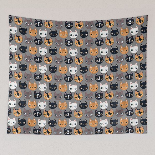 Item preview, Cats variety pattern grey designed and sold by frumpybuncrafts.