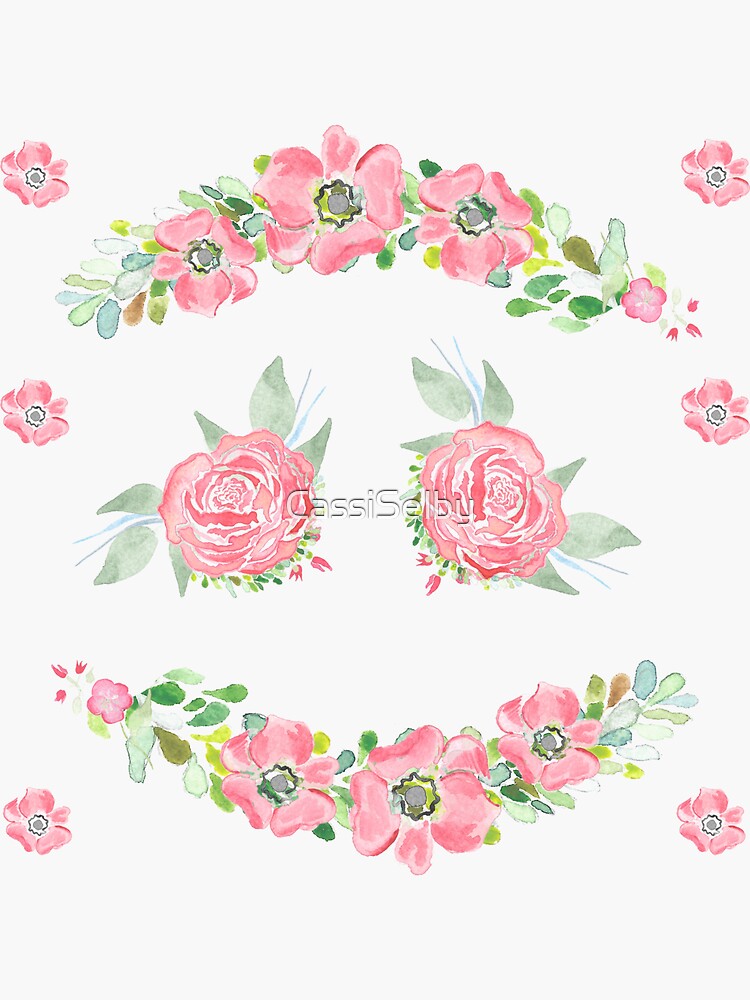 Watercolor Floral Stickers 2 Sticker for Sale by CassiSelby