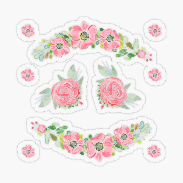 Floral Transparent Stickers for Sale