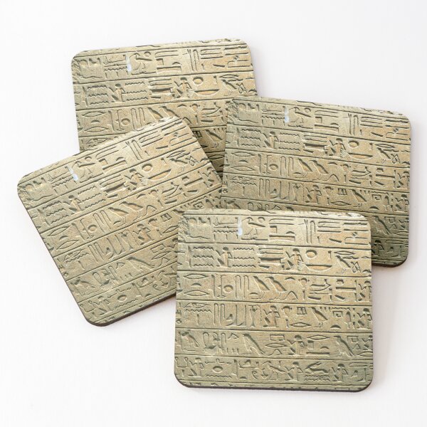 Ancient Egyptian Art: Hieroglyphs on the Stele Minnakht from c. 1321 BC Coasters (Set of 4)