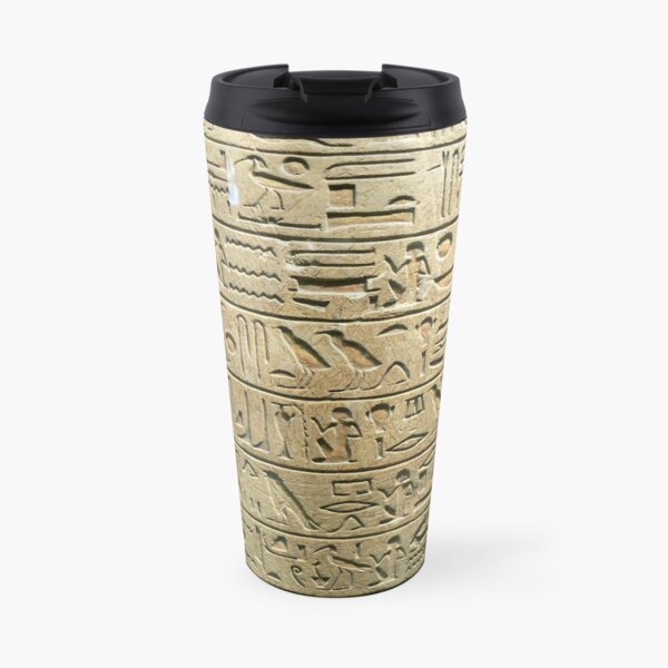 Ancient Egyptian Art: Hieroglyphs on the Stele Minnakht from c. 1321 BC Travel Coffee Mug