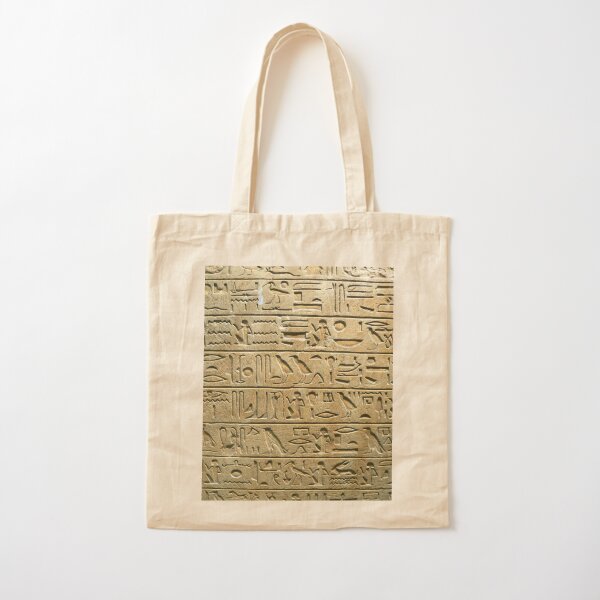 Ancient Egyptian Art: Hieroglyphs on the Stele Minnakht from c. 1321 BC Cotton Tote Bag