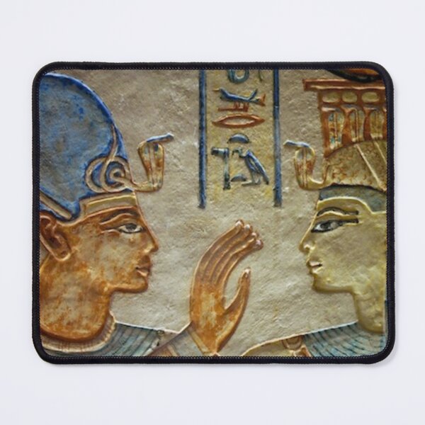 Ancient Egyptian Art: Painted sunk relief of the king being embraced by a goddess. Tomb of Amenherkhepshef (QV 55) (New Kingdom) Mouse Pad