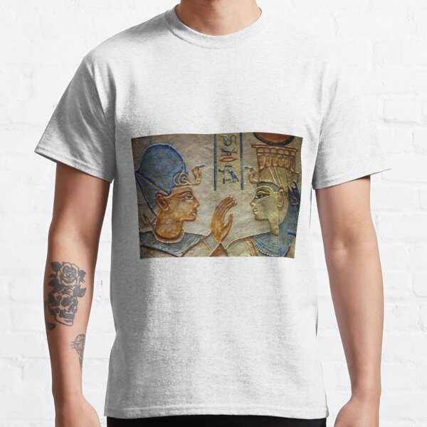 Ancient Egyptian Art: Painted sunk relief of the king being embraced by a goddess. Tomb of Amenherkhepshef (QV 55) (New Kingdom) Classic T-Shirt