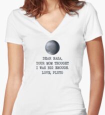 Dear Nasa Love Pluto Women's Fitted V-Neck T-Shirt