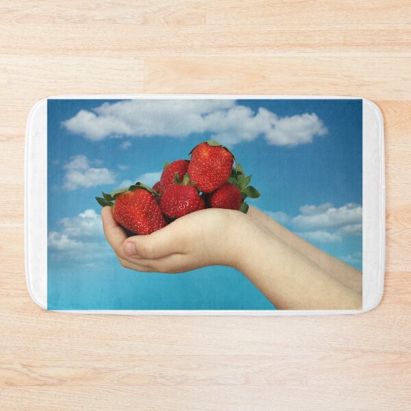 Item preview, fresh red strawberries in children's hands designed and sold by goceris.