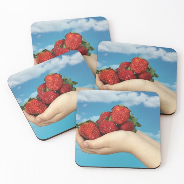 Item preview, fresh red strawberries in children's hands designed and sold by goceris.