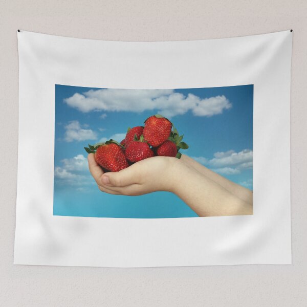 Item preview, fresh red strawberries in children's hands designed and sold by goceris.