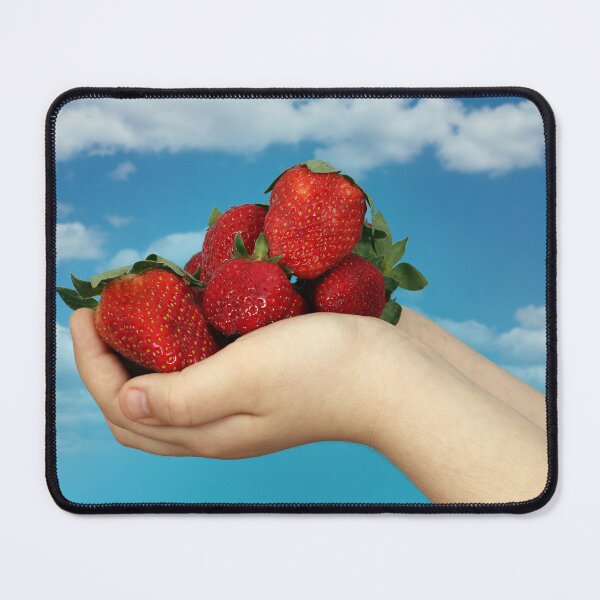 Item preview, fresh red strawberries in children's hands designed and sold by goceris.
