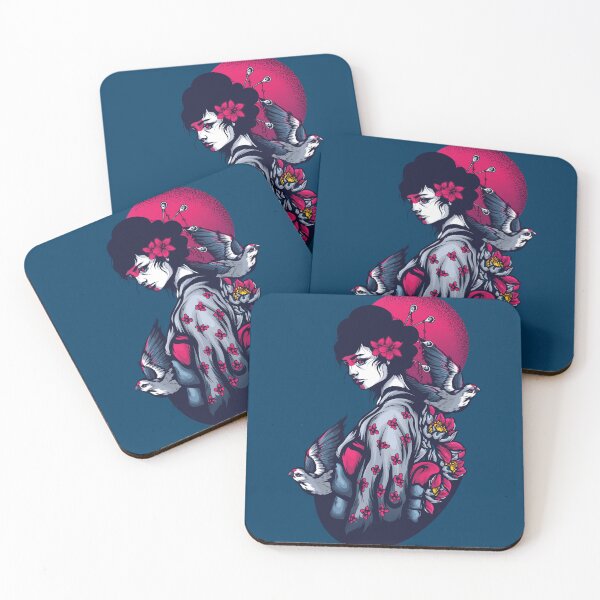 Item preview, Japnese manga girl birds, moon and flowers designed and sold by Marvs29.