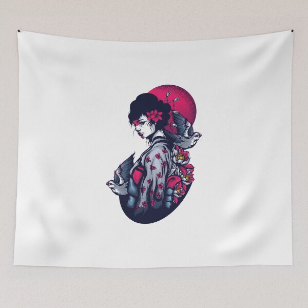 Item preview, Japnese manga girl birds, moon and flowers designed and sold by Marvs29.