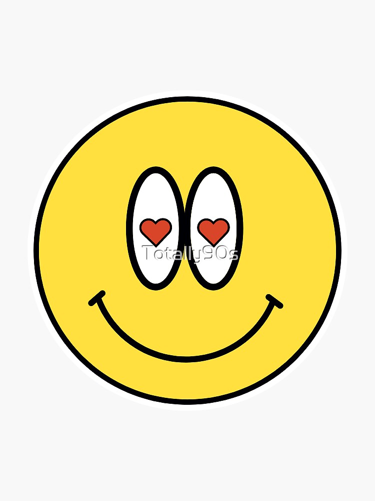 Aesthetic Colorful Smile Emoji Design Sticker By Totally90s Redbubble