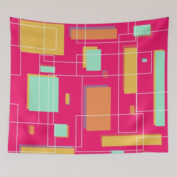 Item preview, Bauhaus Inspired Shapes on Shocking Pink designed and sold by LisWilliams.