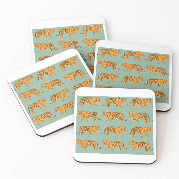 Item preview, Teal and Orange Bengal Indian Tiger Print Pattern designed and sold by DarlaDesigns.
