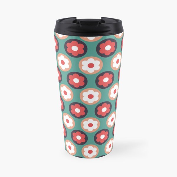 Cute Colourful Green Daisy Pattern Travel Coffee Mug