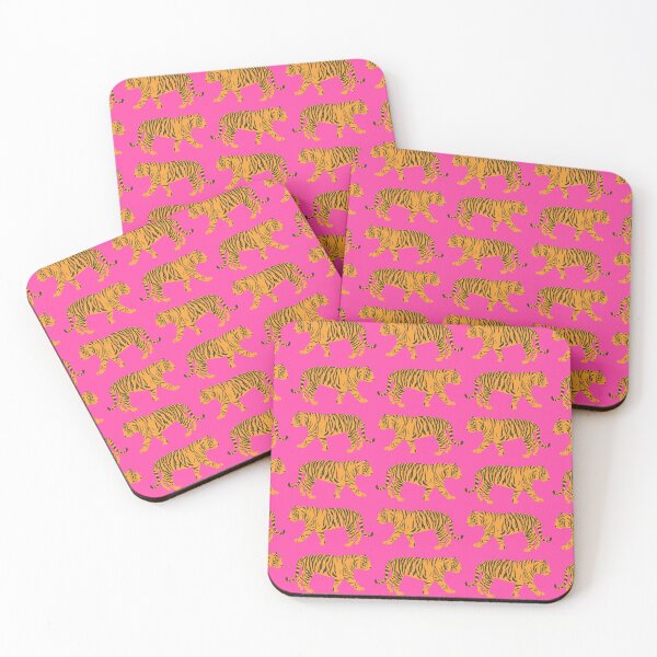 Item preview, Hot Pink and Orange Bengal Indian Tiger Print Pattern designed and sold by DarlaDesigns.