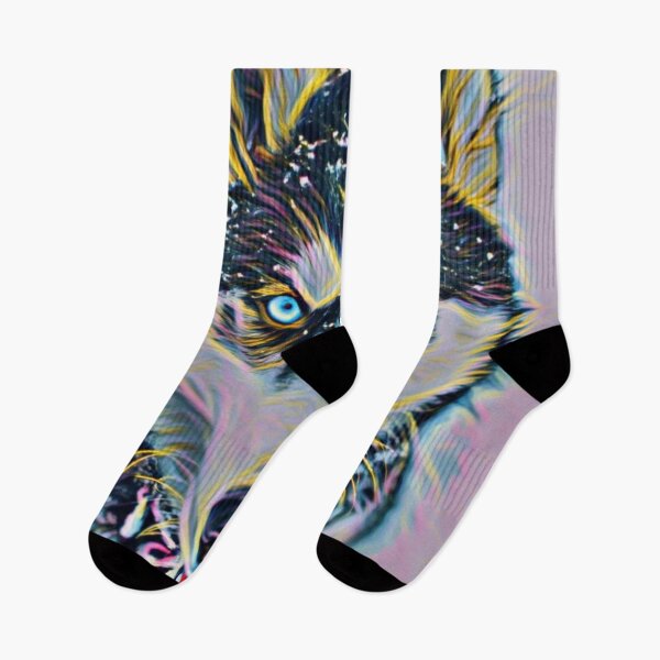 Item preview, Husky with rainbow paint effects designed and sold by MerWishes.
