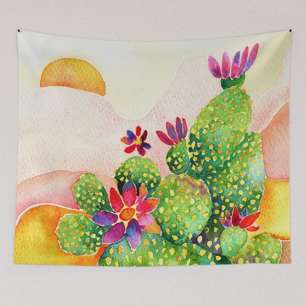 Item preview, Cactus in Desert Watercolor Artwork designed and sold by SandraArtStudio.