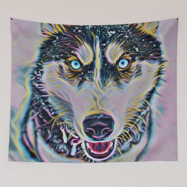 Item preview, Husky with rainbow paint effects designed and sold by MerWishes.