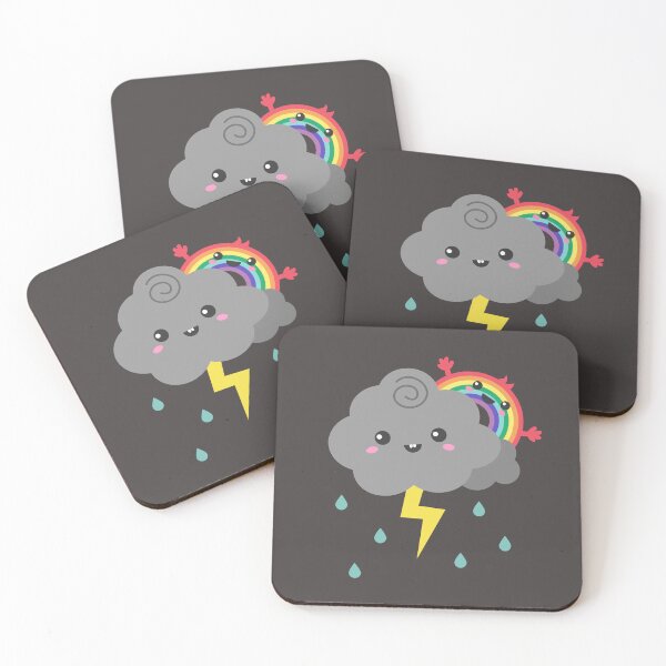 Item preview, Cute Rainbow Hiding Behind A Thunderstorm Cloud designed and sold by rustydoodle.