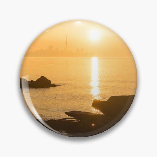 Item preview, Gold Mist Sunrise - Toronto Skyline with Rough Rocks designed and sold by Georgia Mizuleva.