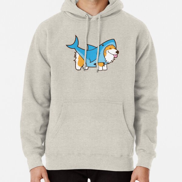 Corgi In a Shark Suit Pullover Hoodie