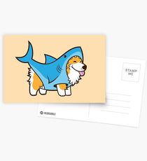 Corgi in einem Haifischanzug Postkarten