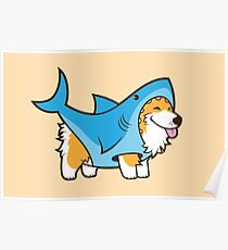 Póster Corgi en un traje de tiburón