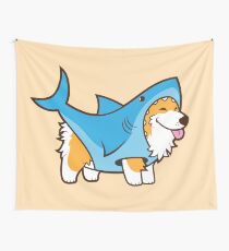 Corgi In a Shark Suit Wall Tapestry