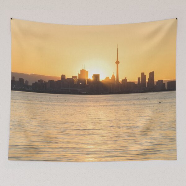 Item preview, Golden Glow - Sun Rising Behind Toronto Skyline designed and sold by Georgia Mizuleva.