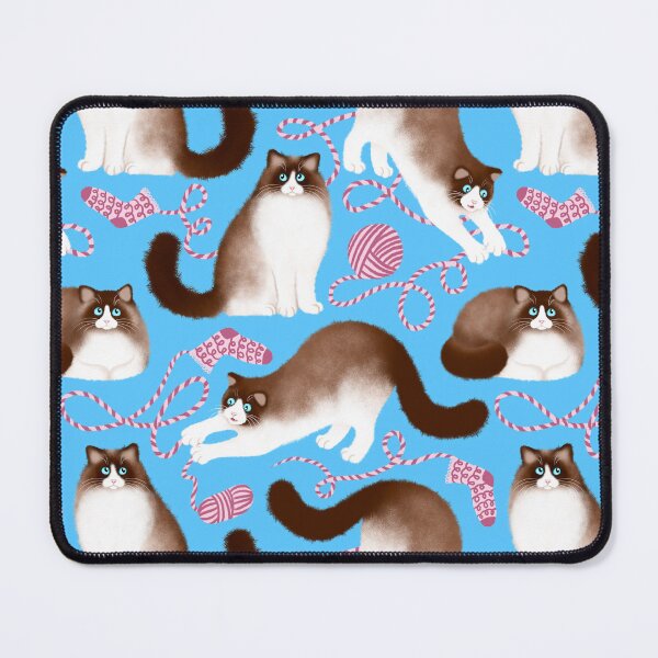 Item preview, Ragdoll Cats and Knitwork (Blue Background) designed and sold by illucalliart.