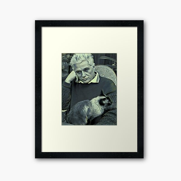 Vista previa del artículo con la obra «Derrida and Cat - stylized», diseñado y vendido por jaxxmc.