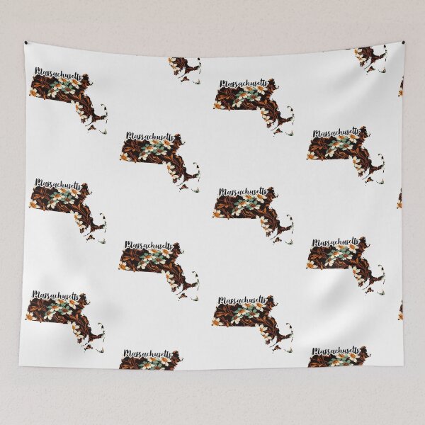 Item preview, Floral Map of USA States Massachusetts - Map of Massachusetts designed and sold by AmethystMurad.