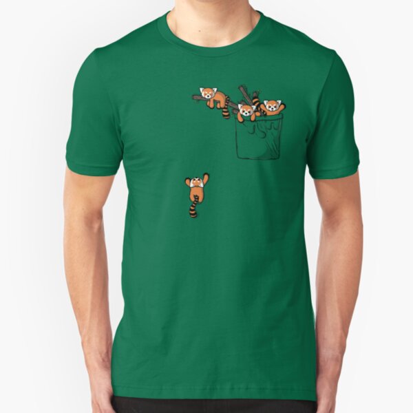 Pocket Red Panda Bears Slim Fit T-Shirt