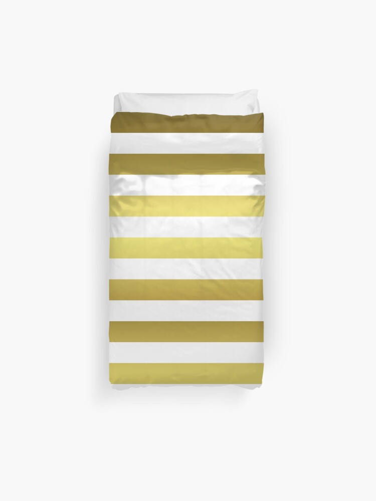 Gold And White Jumbo Beach House Stripes Duvet Cover By Podartist