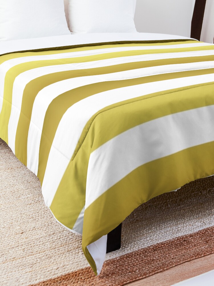Alternate view of Gold and White Jumbo Beach House Stripes Comforter