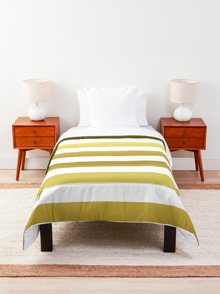 Alternate view of Gold and White Jumbo Beach House Stripes Comforter