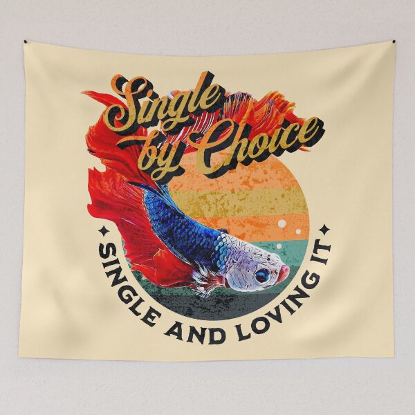 Item preview, Single by Choice - Single and Loving it - Dragon Scale Super Delta Monster Mask Betta Fish Breed - Red Warm Tone Retro Vintage Sunset designed and sold by Cawaiico.